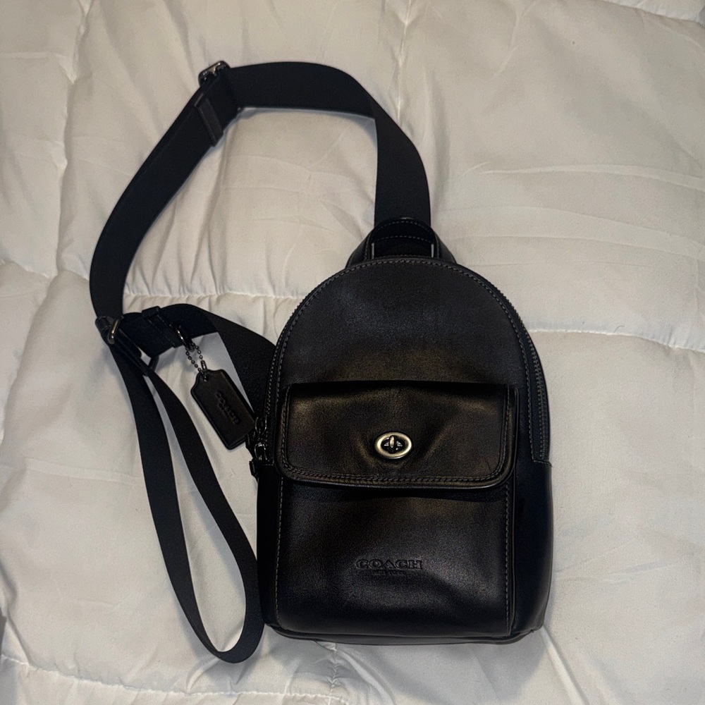 Coach Black Leather Belt Bag